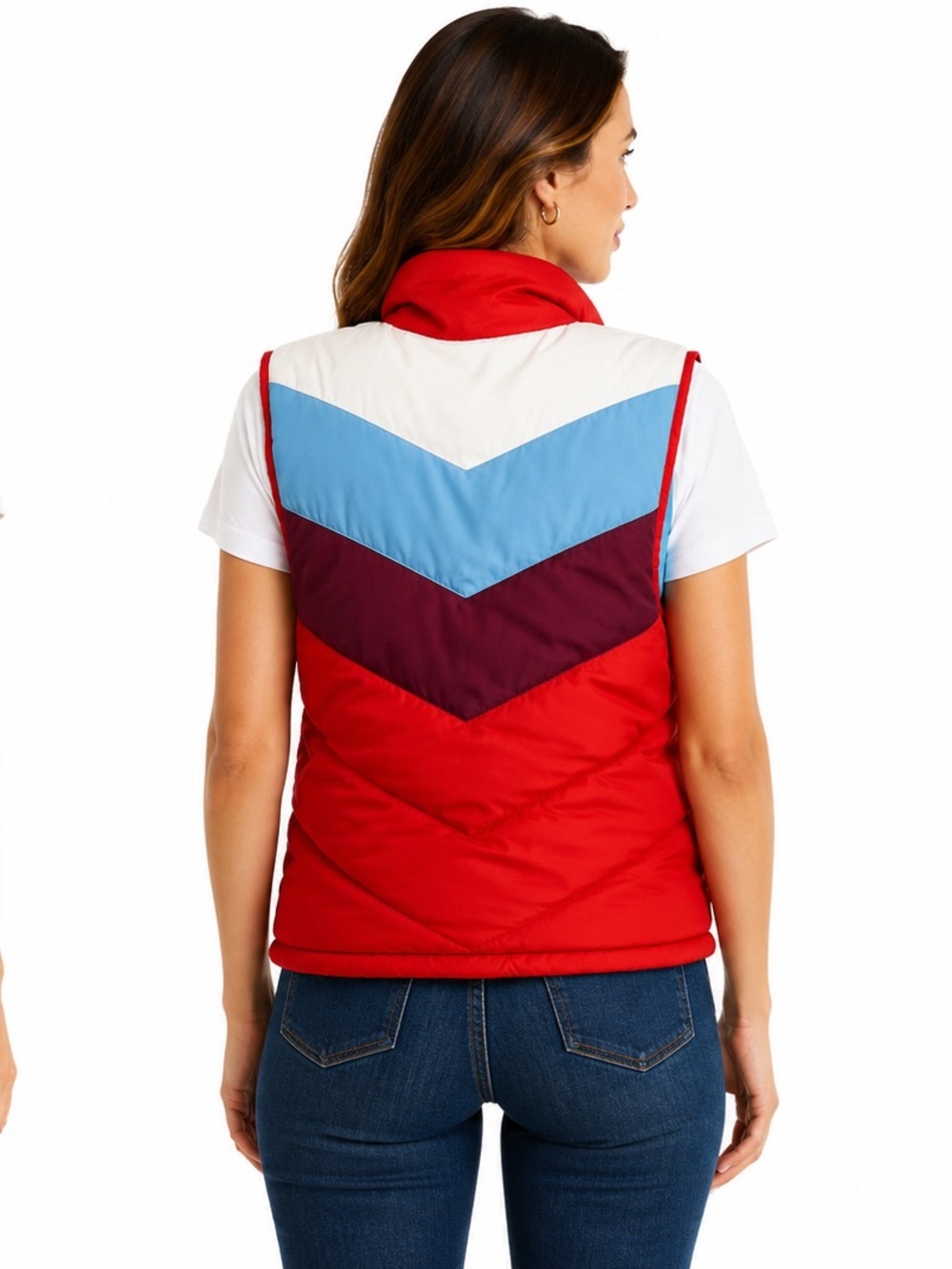 Vintage 2006 Adidas Originals Puffer Vest XS Red Colorblock Trefoil Y2K